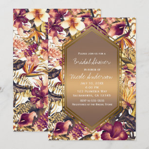 Invitation Tropiques Dorés Hawaïens Élégant Shower de Mariée