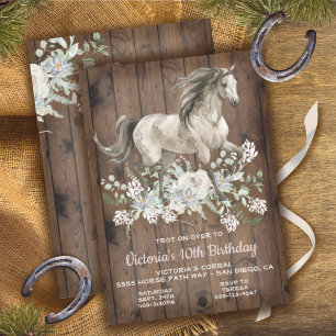 Invitation Trotting Watercolo Horse Anniversaire Fête Invitat