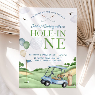 Invitation Trou Dans Un Garçon De Golf Premier Anniversaire P