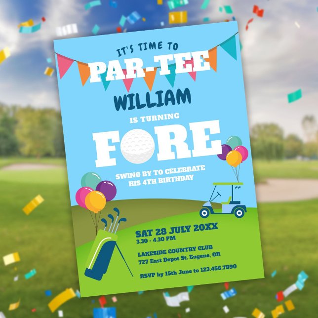 Invitation Trou dans une partie de golf 4e anniversaire (Hole In One Golf Partee 4th Birthday Party Invitation)