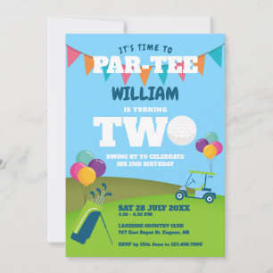 Invitation Trou en un Golf Partee Fête d'anniversaire 2 ans