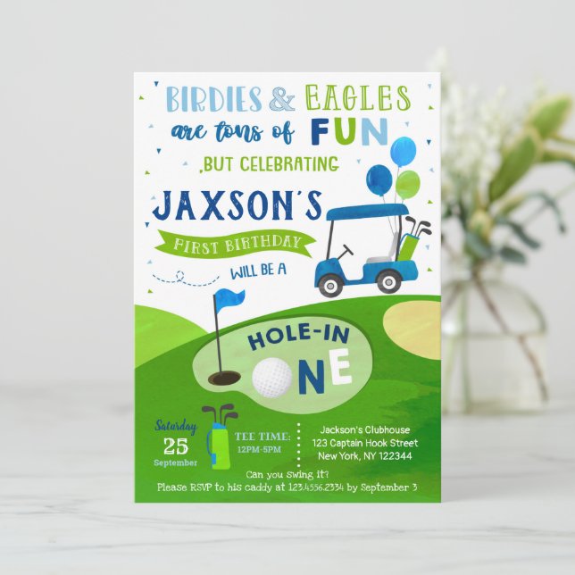 Invitation Trou En Un Golf Première Anniversaire Par Tee Invi (Debout devant)