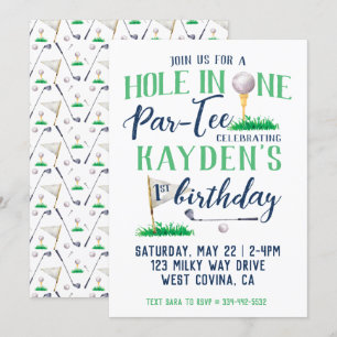 Invitation Trou en un Golf Première aquarelle d'anniversaire