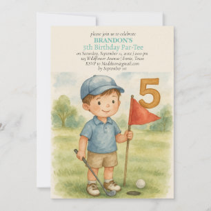 Invitation Trou en un pour le garçon golfeur pour son 5ème an