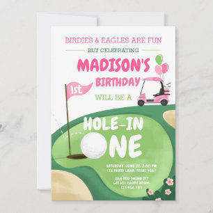 Invitation Trou En Une Fille De Golf Rose Premier Anniversair