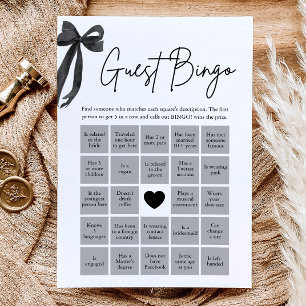 Invitation Trouver la mariée au jeu de Bingo avec un nœud noi