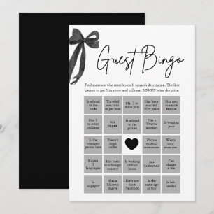 Invitation Trouver la mariée au jeu de Bingo avec un nœud noi