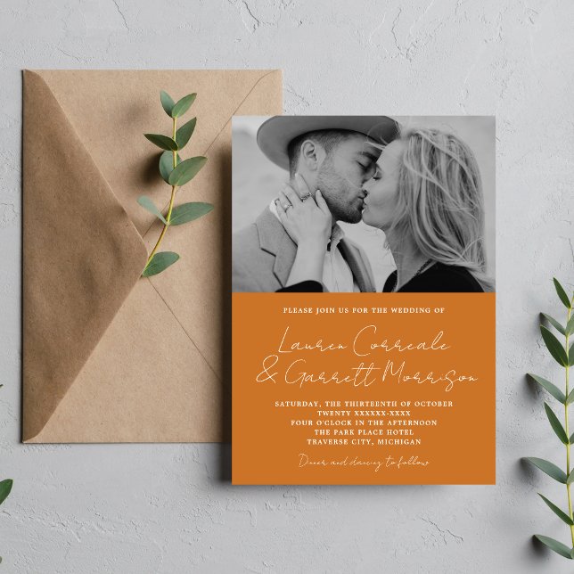 Invitation True Simplicity 3 Citrouille moderne Mariage photo (Créateur téléchargé)