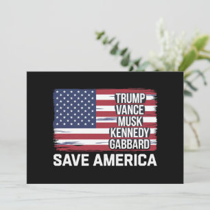 Invitation Trump Vance Musk Kennedy Gabbard 2024 Sauvez l'Amé