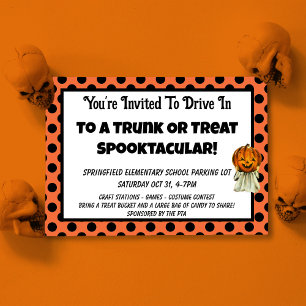 Invitation Trunk or Treat Points de Citrouille Fête d'Hallowe