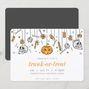 Invitation Trunk ou Treat Modern Chic Halloween Party