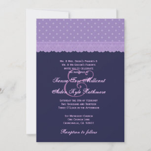 Invitation TT034 Mariage de dentelle violette riche