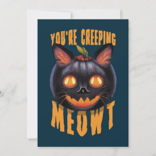 Invitation Tu me fais peur Chat noir d'Halloween