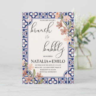 Invitation Tuiles Florales Italie Petit Déjeuner Mariée