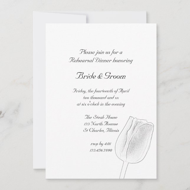 Invitation Tulip Croquis Dîner de répétition Mariage Invitati (Devant)