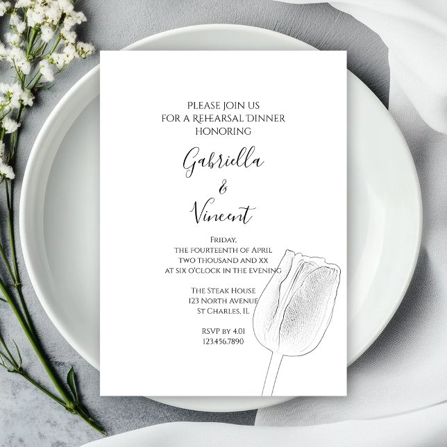 Invitation Tulip Croquis Dîner de répétition Mariage Invitati (Créateur téléchargé)