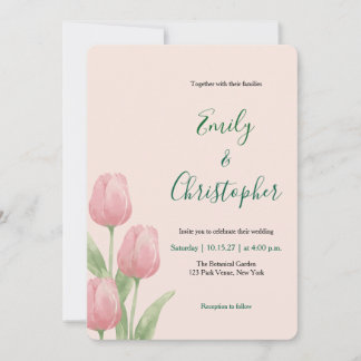Invitation Tulipe à l'aquarelle rose pâle Floral de printemps