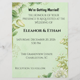 Invitation Tulipe jaune vibrant et Ranunculus Mariage Formel