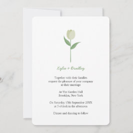 Invitation Tulipe minimaliste verte à fond