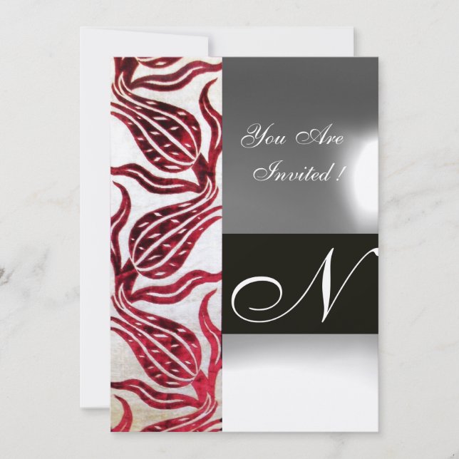 Invitation TULIPE MONOGRAMME VELVET ROUGE Bordeaux Champagne  (Devant)