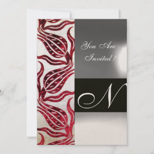 Invitation TULIPE MONOGRAMME VELVET ROUGE Bourgogne Champagne
