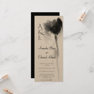 Invitation Tulipe noire verticale Floral Rustique Mariage Kra
