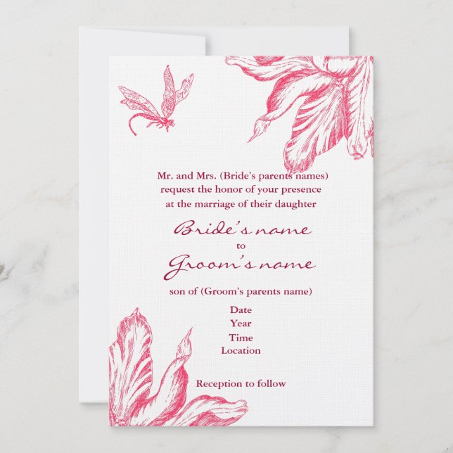 Invitation Tulipe rétro (Devant)