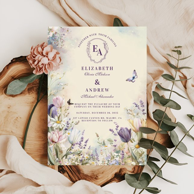 Invitation Tulipe romantique et Mariage Daisy Pastel (Créateur téléchargé)