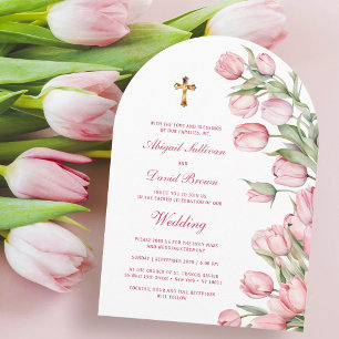 Invitation Tulipes Aquarelle Arche Mariage Religieux