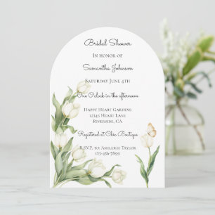 Invitation Tulipes blanches Papillon Enterrement de vie de je