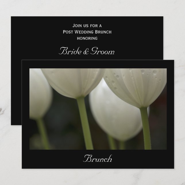 Invitation Tulipes de jardin blanches pour un brunch printani (Devant / Derrière)