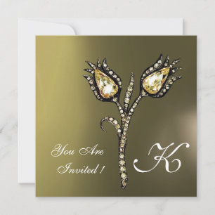 Invitation TULIPES DIAMANT MONOGRAMME ,Agate grise