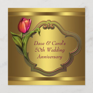 Invitation Tulipes dorées 50e anniversaire de mariage