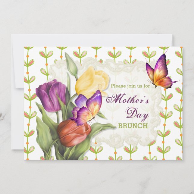 Invitation Tulipes du printemps 2 Brunch Fête des Mères (Devant)