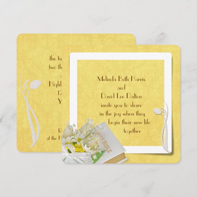 Invitation Tulipes et marguerites (Devant / Derrière)