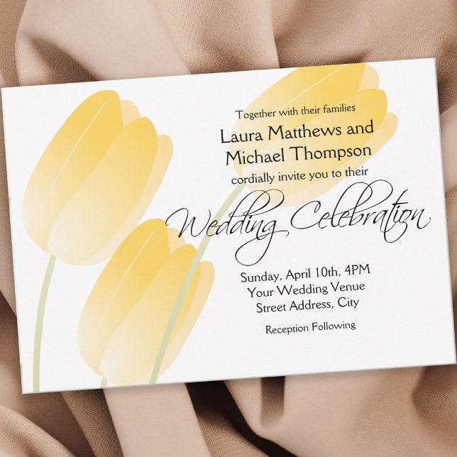 Invitation Tulipes Jaunes Ressort Mariage Floral (Créateur téléchargé)