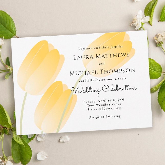 Invitation Tulipes Jaunes Ressort Mariage Floral (Créateur téléchargé)