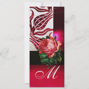 Invitation TULIPES MONOGRAMME VELVET ROUGE Bourgogne Blanc Gl