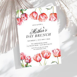 Invitation Tulipes roses modernes Brunch floral de la fête de