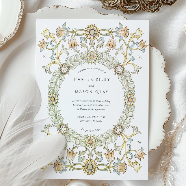 Invitation Tulipes victoriennes William Morris Mariage (Créateur téléchargé)