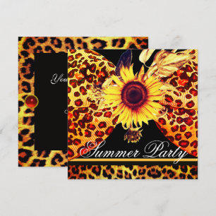 INVITATION TURBAN TOURNESOL ET FOURRURE DE LÉOPARD ÉTÉ JARDIN