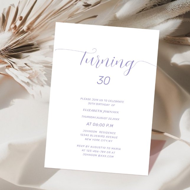 Invitation turning 30 classic  elegant  birthday   (Créateur téléchargé)