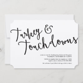 Invitation Turquie et Touchdowns Thanksgiving Dîner Invitatio