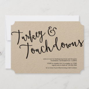 Invitation Turquie et Touchdowns Thanksgiving Dîner Invitatio