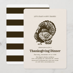 Invitation Turquie sauvage   Dîner Thanksgiving