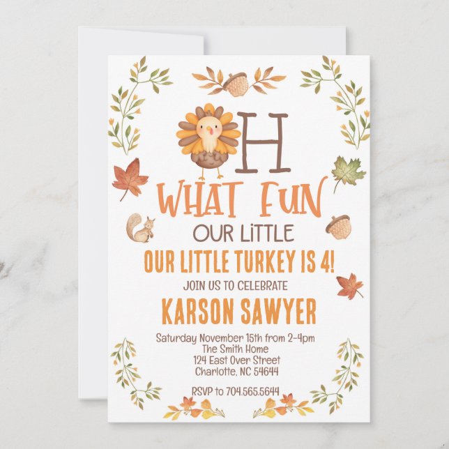 Invitation Turquie Thanksgiving anniversaire invitation, auto (Devant)