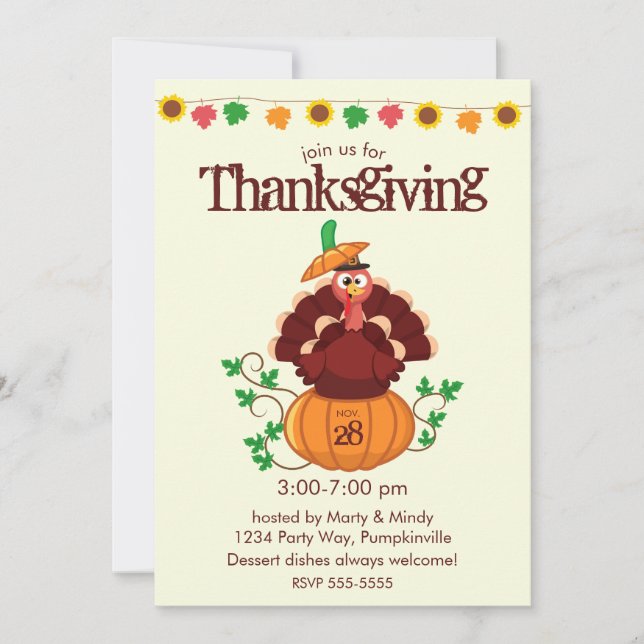 Invitation Turquie : Thanksgiving Citrouille (Devant)
