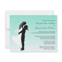 Invitation Turquoise à un mariage officiel Ombre S