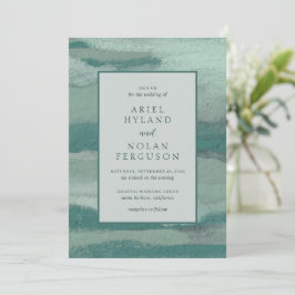 Invitation Turquoise Absract Coastal Chic Mariage moderne