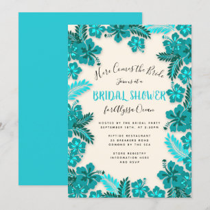Invitation Turquoise Aqua Hibiscus Fête des mariées tropicale